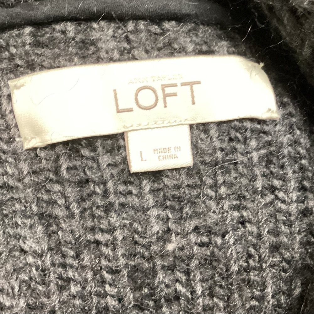 Loft Alpaca Wool Blend Asymmetrical Moto Sweater Jacket Large - Picture 9 of 10